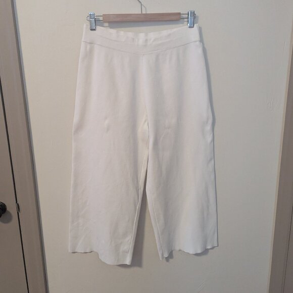 COS Wide Leg Crop Knit Pants Pull On Stretch Minimalist Culottes Preppy Ankle - Picture 3 of 7